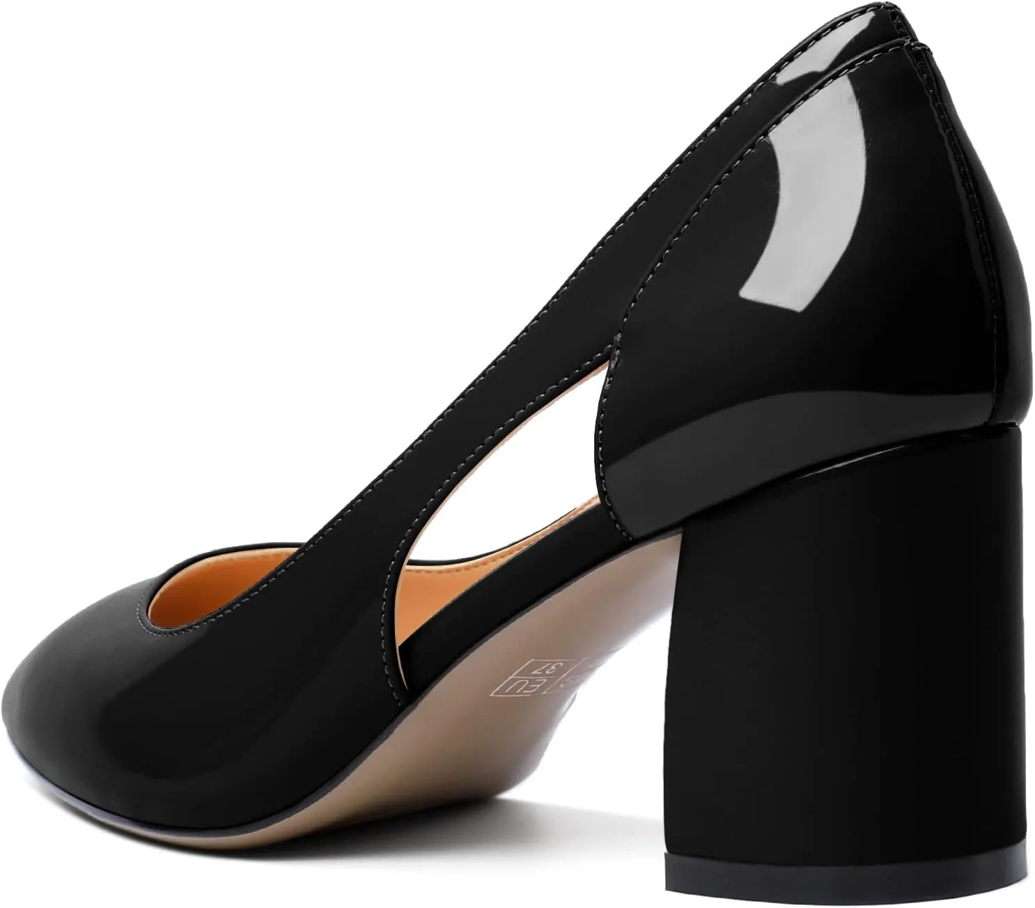 Joseywade Women Low Block Chunky Heel Pumps Slip On Cutout 2.5 Inches Closed Pointed Toe Comfort Shoes