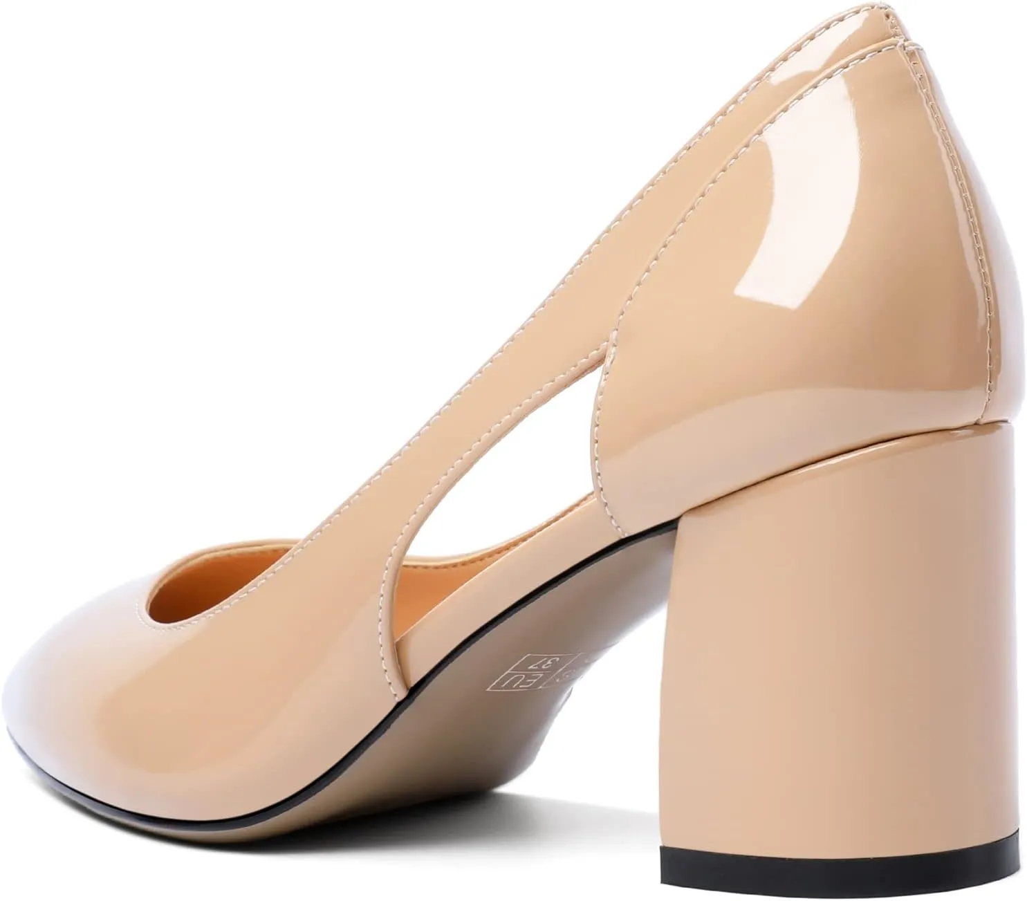 Joseywade Women Low Block Chunky Heel Pumps Slip On Cutout 2.5 Inches Closed Pointed Toe Comfort Shoes