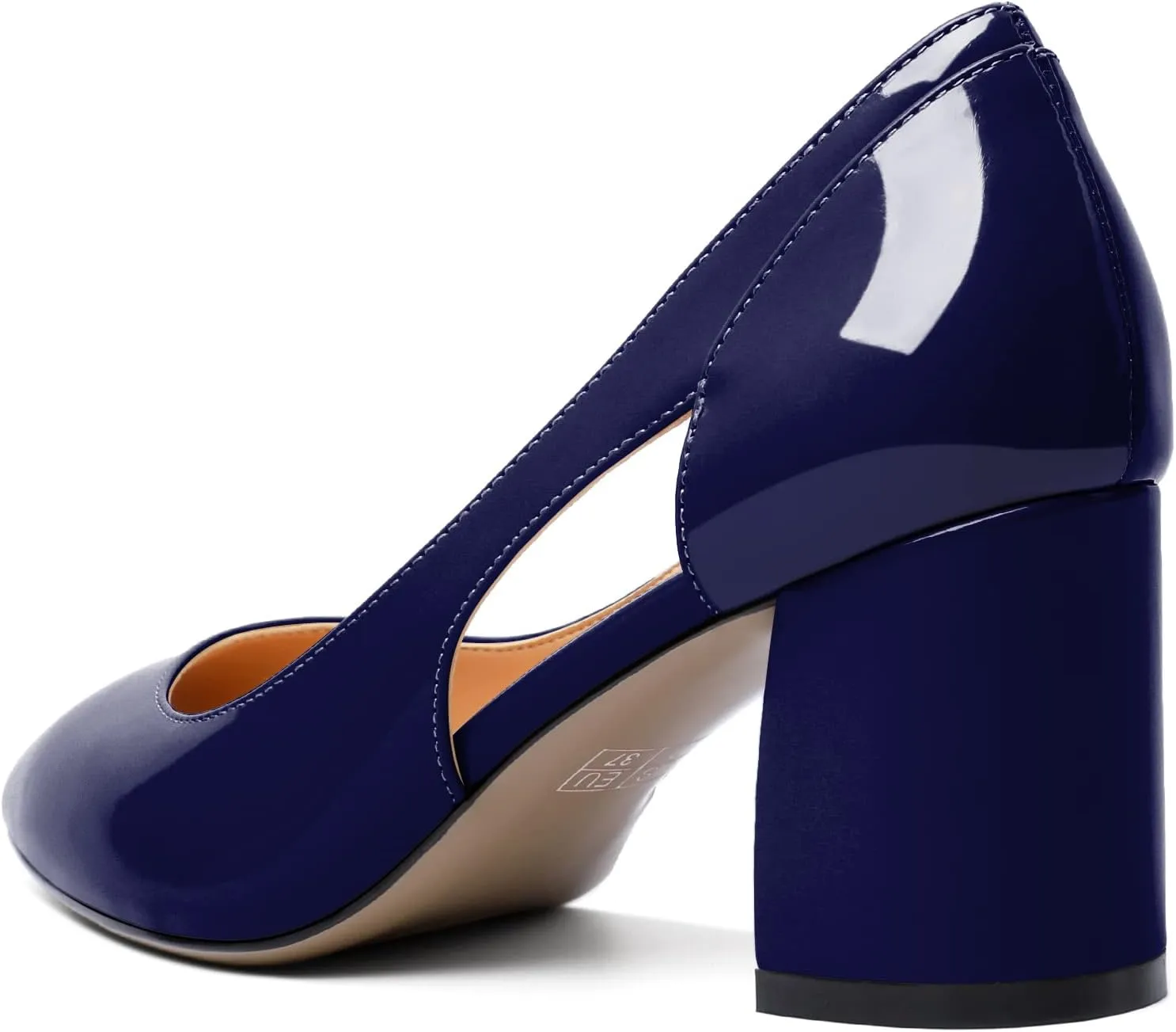 Joseywade Women Low Block Chunky Heel Pumps Slip On Cutout 2.5 Inches Closed Pointed Toe Comfort Shoes