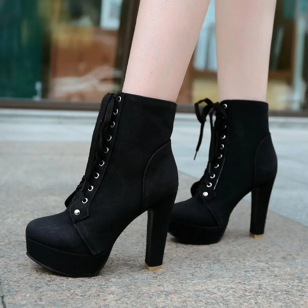 KOKOMOMO Womens Platform Chelsea Ankle Boots High Chunky Heeled Booties