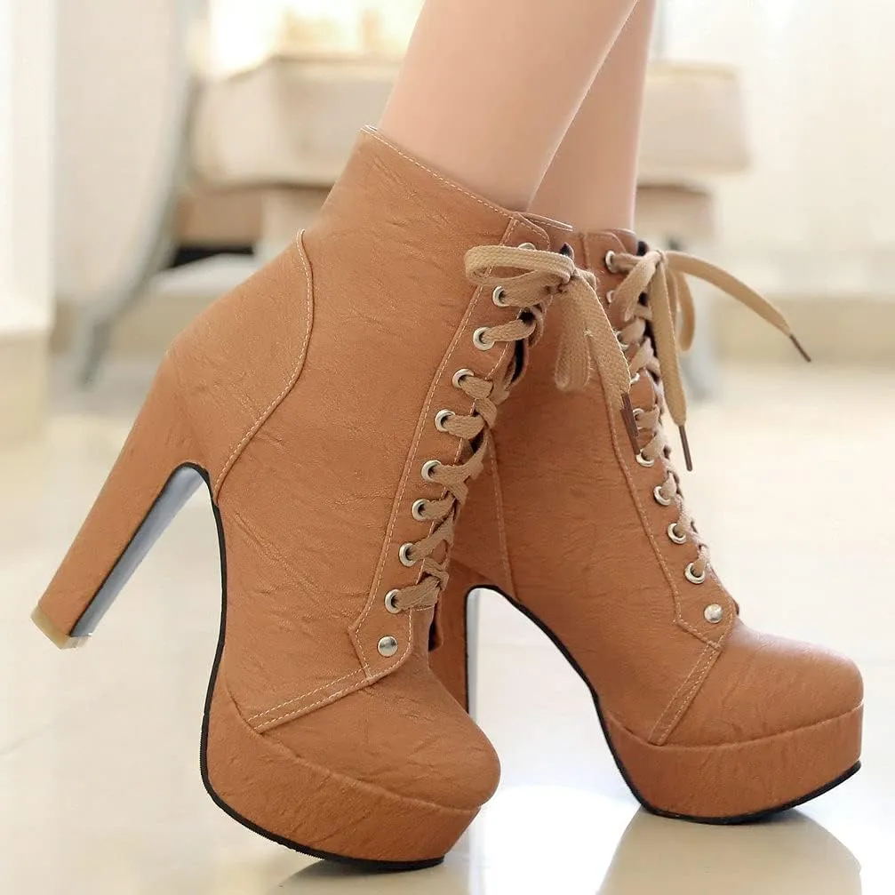 KOKOMOMO Womens Platform Chelsea Ankle Boots High Chunky Heeled Booties