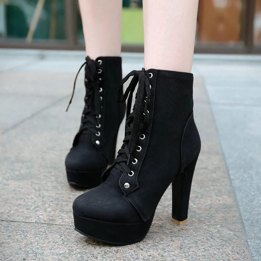 KOKOMOMO Womens Platform Chelsea Ankle Boots High Chunky Heeled Booties