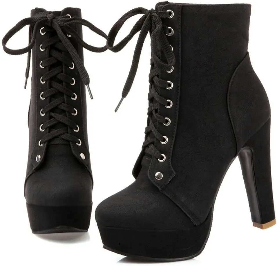 KOKOMOMO Womens Platform Chelsea Ankle Boots High Chunky Heeled Booties