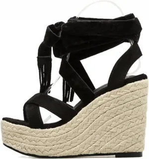 Lace up Wedge Sandals Thick Soled High-heeled Party Women's Summer Shoes