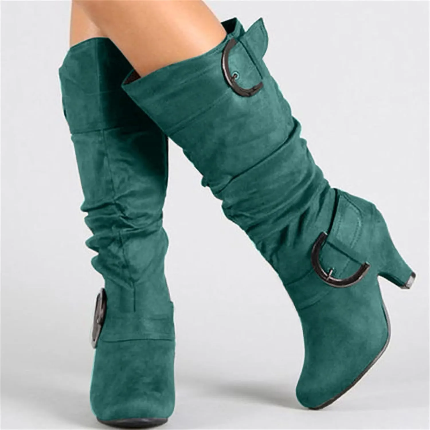 Ladmiple Fall Boots Women Knee High Wide Calf Vintage Victorian Boots 70s Lace up Mid Heel Cone Heel Western Boots 2024