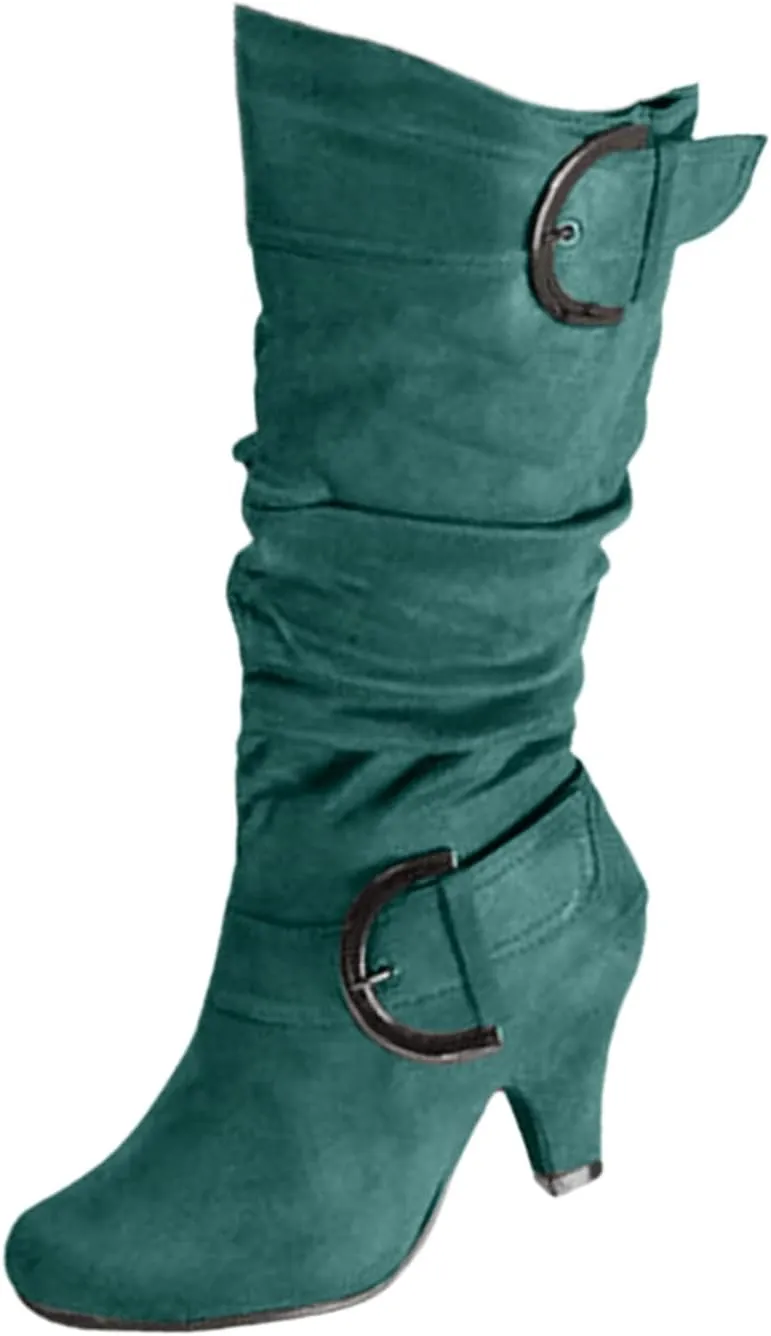 Ladmiple Fall Boots Women Knee High Wide Calf Vintage Victorian Boots 70s Lace up Mid Heel Cone Heel Western Boots 2024