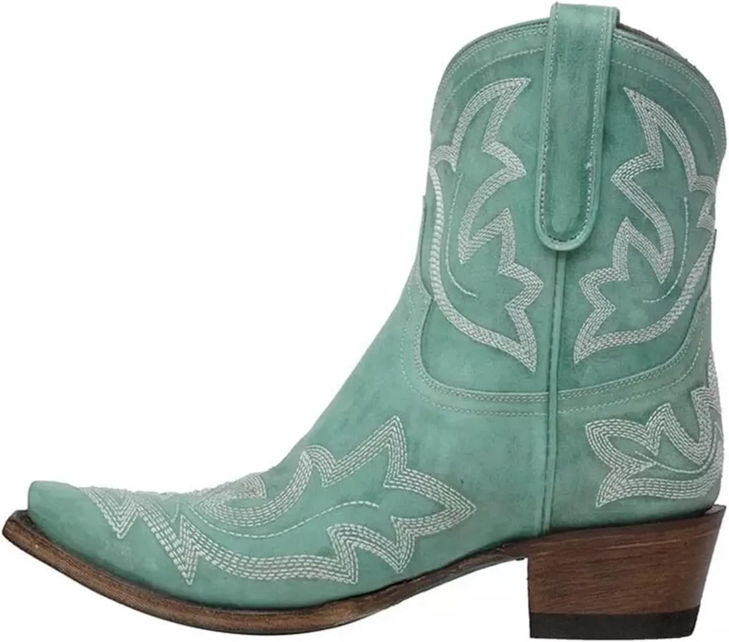 Lausiuoe Cowboy Boots For Women Knee High Wide Calf Pointed Toe Embroidered Western Cowgirl Style Chunky Heel Boot