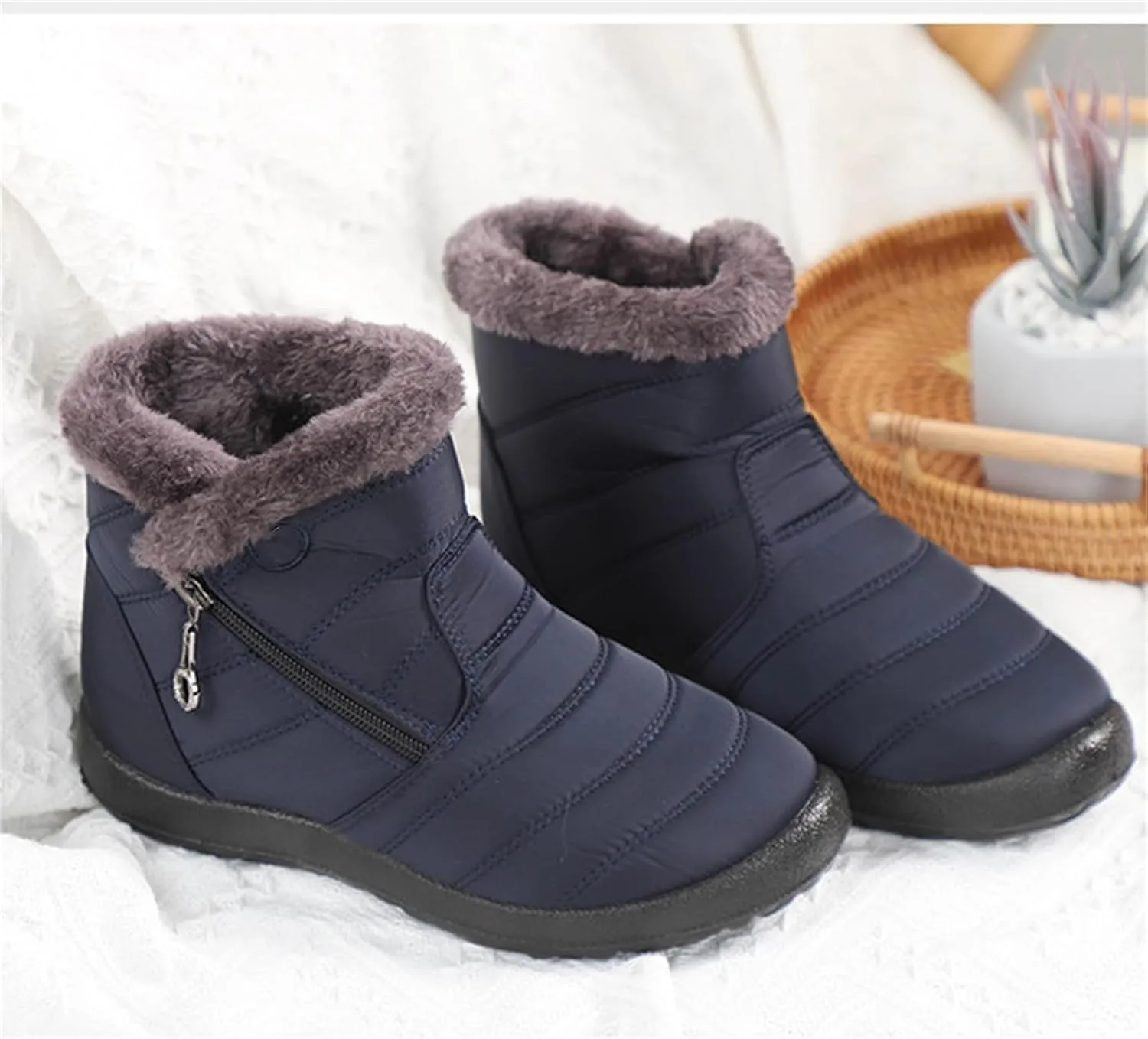 Lausiuoe Snow Boots For Women Waterproof Insulated Non Slip Winter Ankle Booties Warm Fur Lined Sneakers Outdoor Shoes