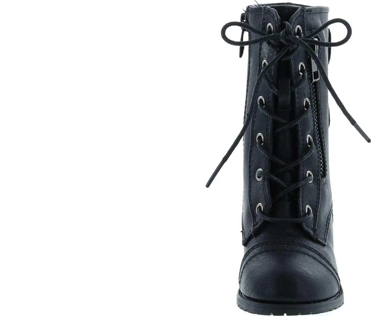 Link Mango-61Ka Baby Girls Combat Lace Up Boots Black Toddler
