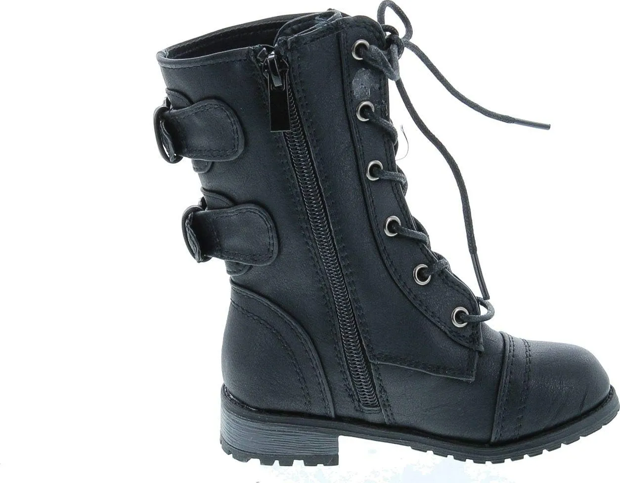 Link Mango-61Ka Baby Girls Combat Lace Up Boots Black Toddler