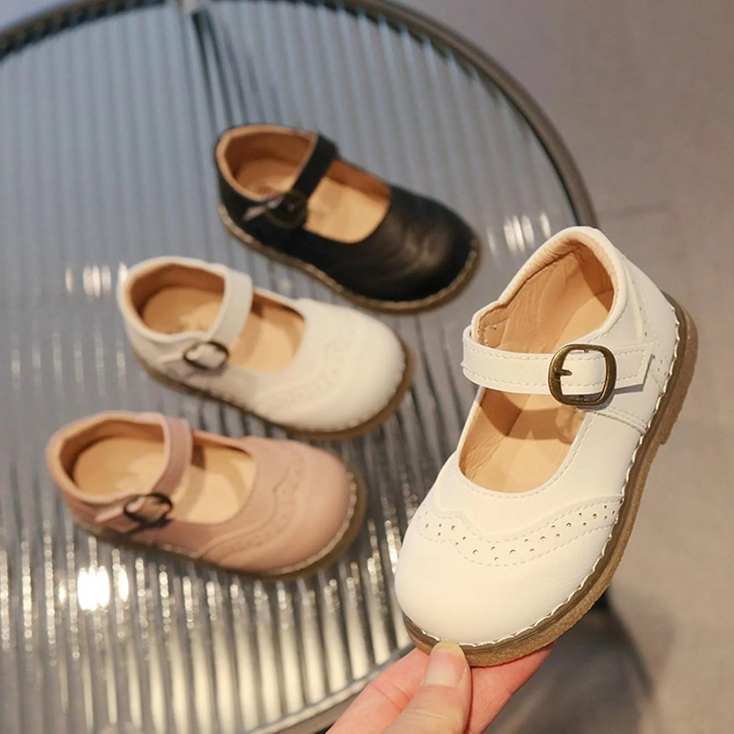 Little Girls Dress Shoes Mary Jane Ballet Flats Flower Toddler Girl Dress Shoes School Party Wedding Shoes