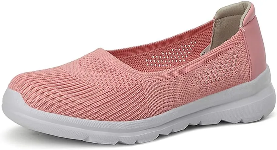 LLTMALL Women's Mesh Slip on Sneakers Comfortable Knit Ballet Flats Shoes