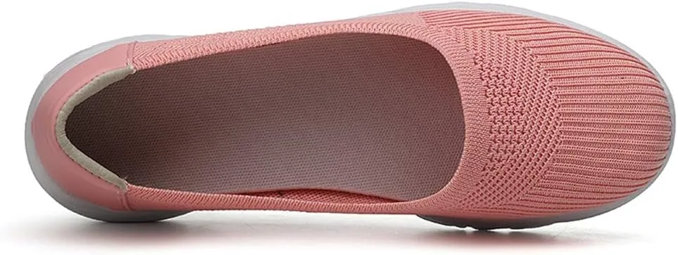 LLTMALL Women's Mesh Slip on Sneakers Comfortable Knit Ballet Flats Shoes
