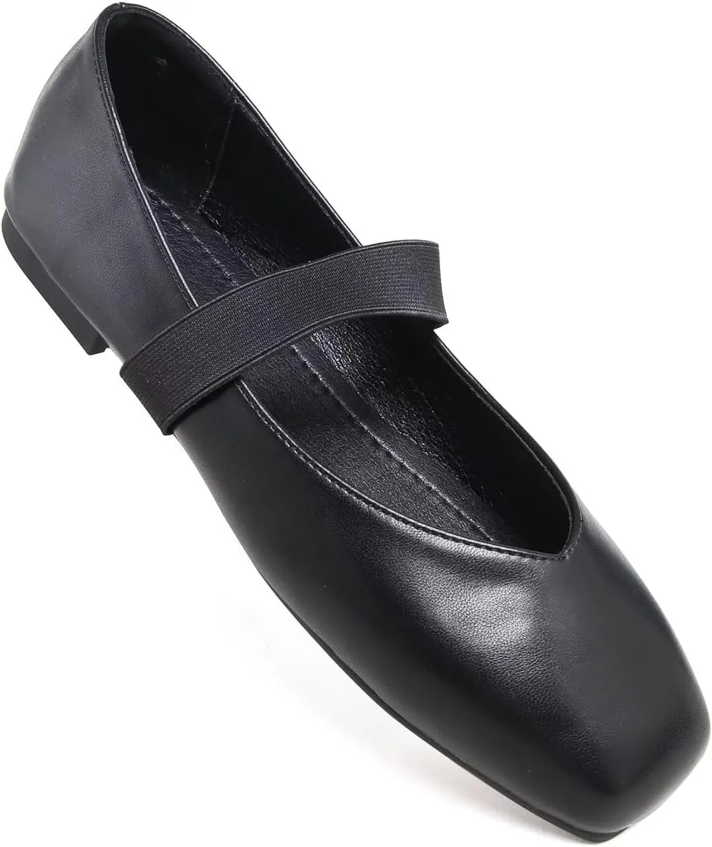 LUXINYU Mary Jane Flats for Women Dressy Retro Square Toe Ankle Strap Ballet Flats Comfortable Patent Leather Shoes