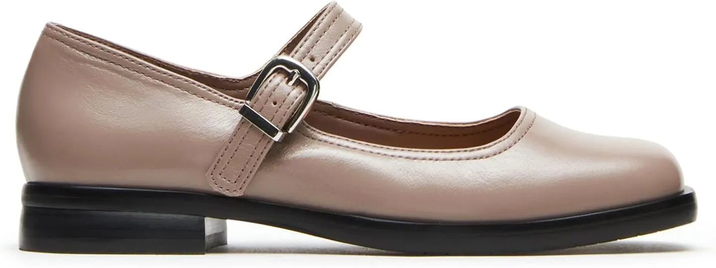 Mary Jane Shoes for Women Low Heel Chunky Flats Square Toe Ankle Strap Shoes Fashion Casual Shoes Work Mary Jane Flat Shoes Leather Loafers