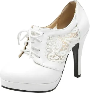 MAVMAX Women's Lace up Stiletto High Heel Booties Platform Ankle Boots