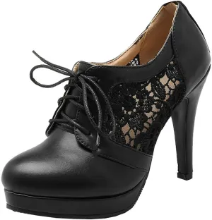 MAVMAX Women's Lace up Stiletto High Heel Booties Platform Ankle Boots