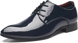 Men Classic Patent Leather Shoes for Men Casual Oxfords Shoes Derby Work Shoes, Business Work Office Shoes Soft Derby Shoe for Working Driving Walking