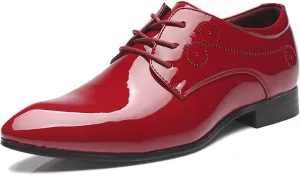 Men Classic Patent Leather Shoes for Men Casual Oxfords Shoes Derby Work Shoes, Business Work Office Shoes Soft Derby Shoe for Working Driving Walking