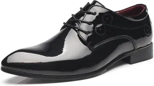 Men Classic Patent Leather Shoes for Men Casual Oxfords Shoes Derby Work Shoes, Business Work Office Shoes Soft Derby Shoe for Working Driving Walking