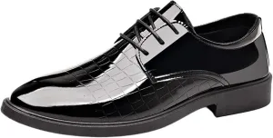Mens Classic Formal Oxford Patent Leather Shoes Tuxedo Wedding Business Dress Shoes Luxury Round Toe Slip On Wedding Business Formal Oxford