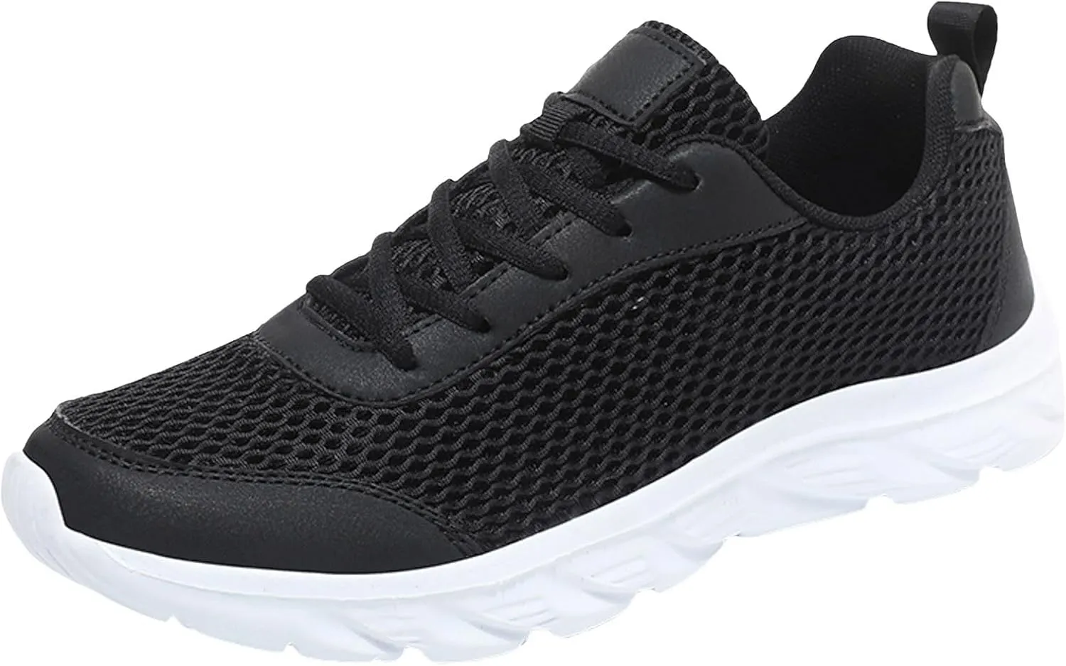Men's Lace Up Memory Foam Sneakers Business Mesh Breathable Walking Shoe Lightweight Non Slip Sneakers for Men