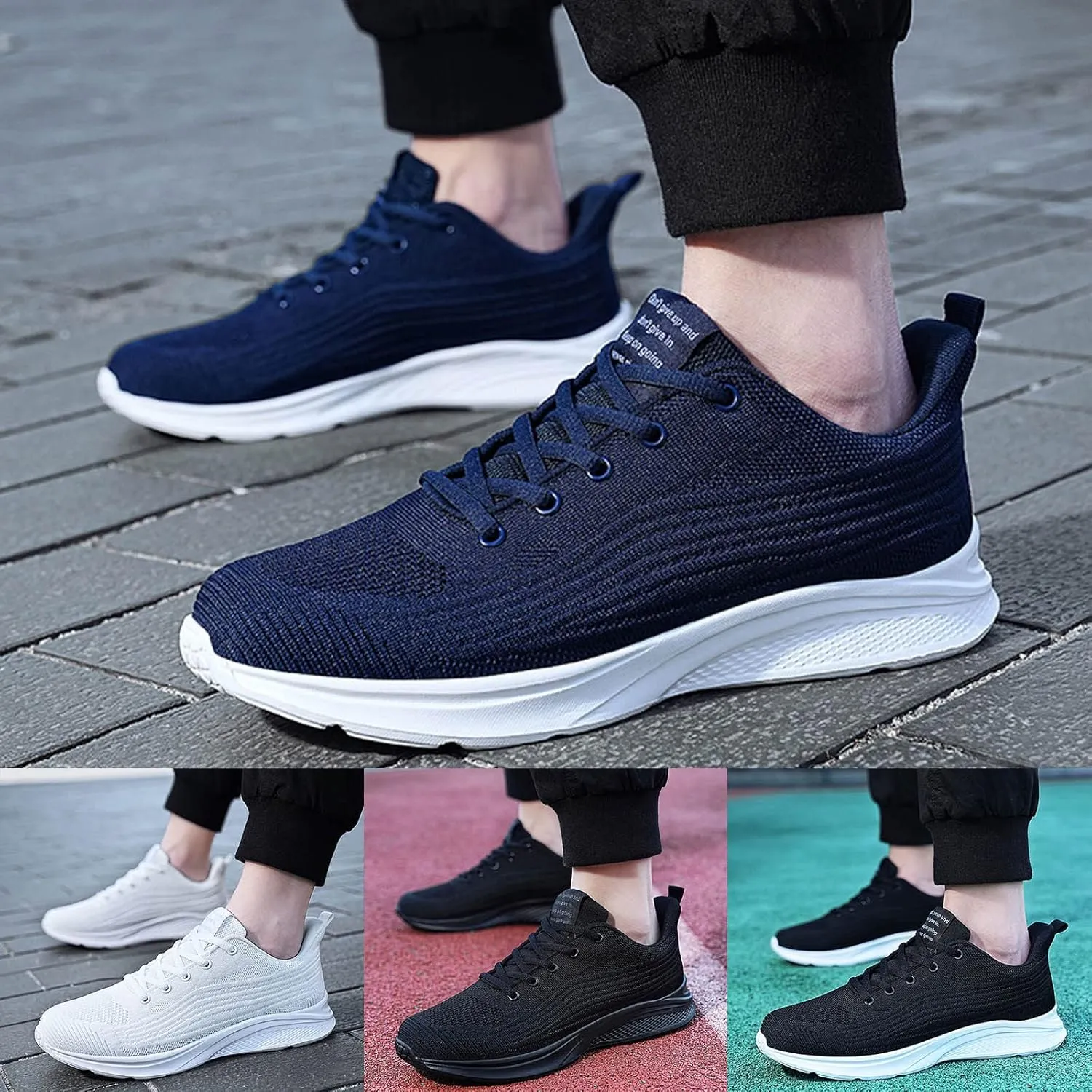 Men's Lightweight Sneakers Fashion Summer Mesh Breathable Sneakers Comfortable Lace Up Hiking Shoes for Men