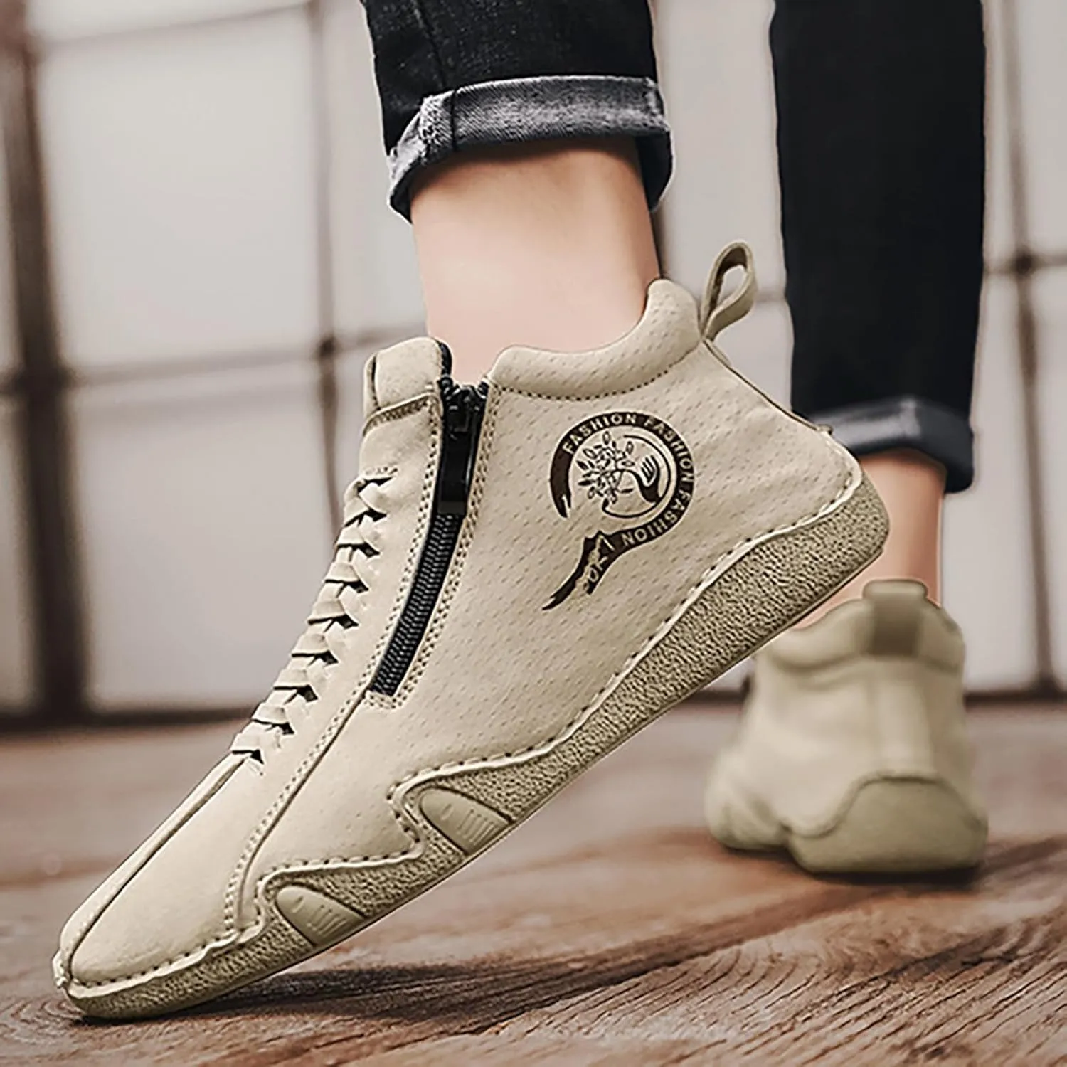 Men's Orthopedic Sneakers Comfortable Zipper Shoes Soft Flat Soled Casual Walking Sneakers Formal Dress Shoes
