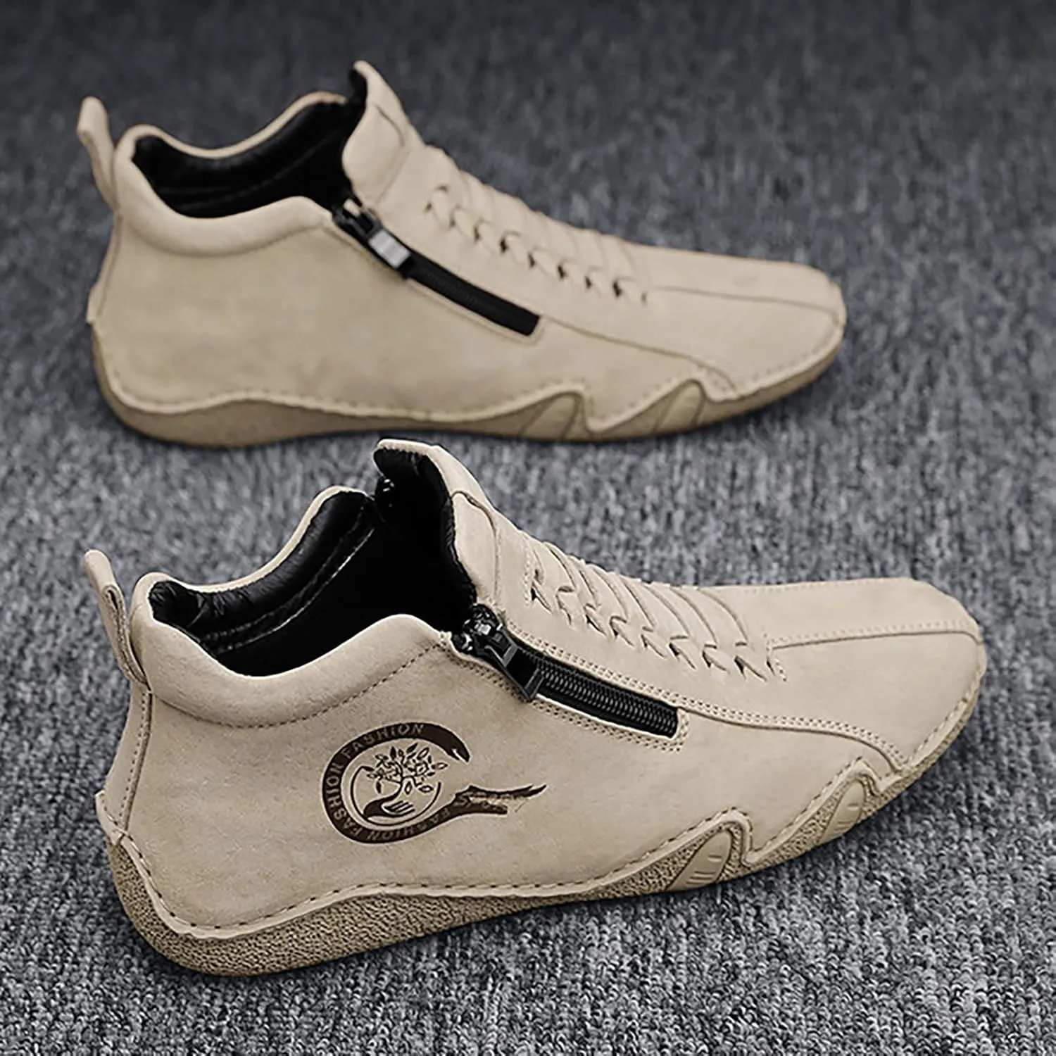 Men's Orthopedic Sneakers Comfortable Zipper Shoes Soft Flat Soled Casual Walking Sneakers Formal Dress Shoes