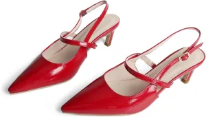 MEOTINA Slingback Heels for Women Kitten Heel Closed Pointed Toe Dressy Sandals Pumps for Wedding Party Casual Shoes