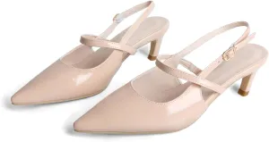 MEOTINA Slingback Heels for Women Kitten Heel Closed Pointed Toe Dressy Sandals Pumps for Wedding Party Casual Shoes