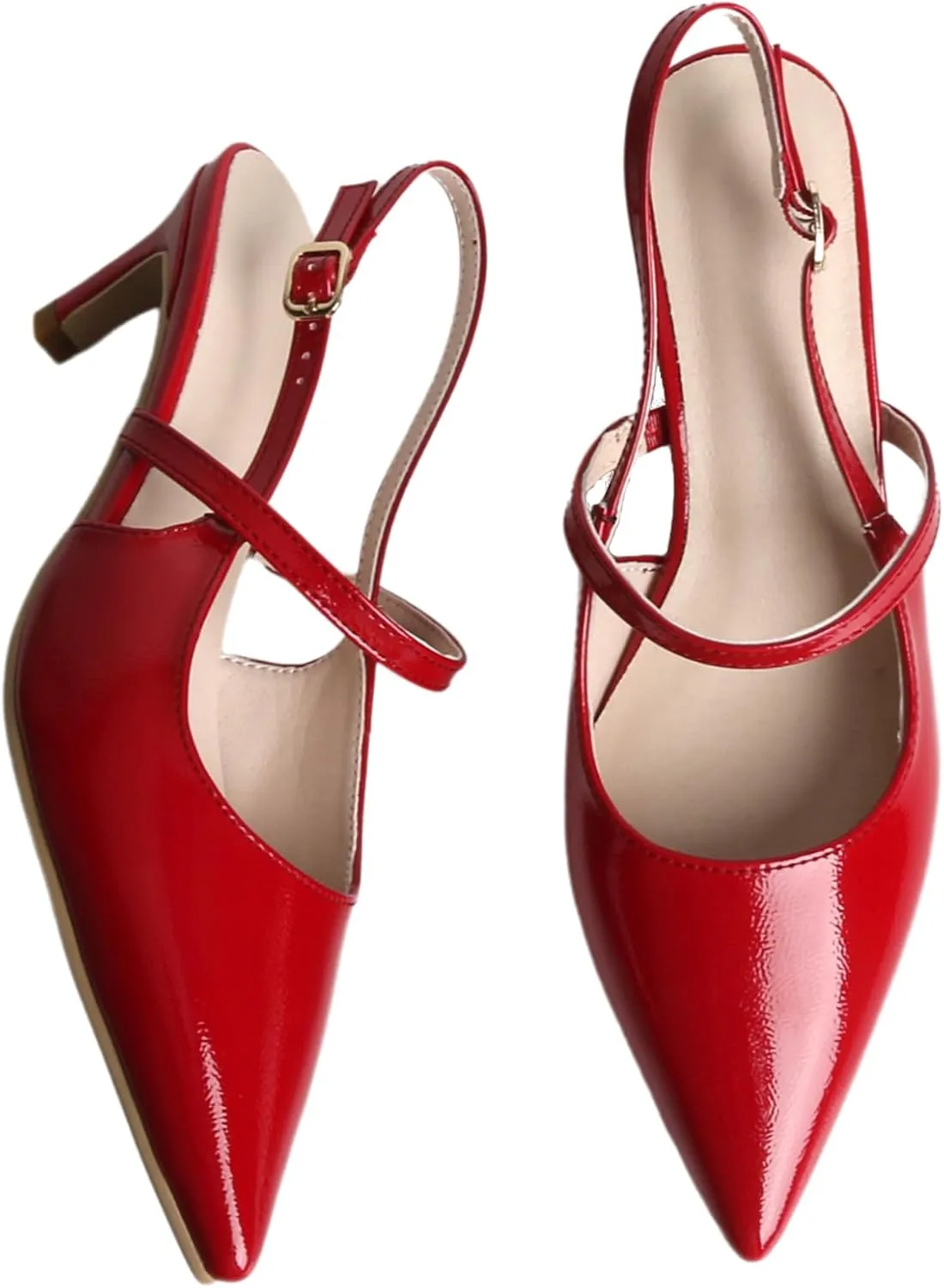 MEOTINA Slingback Heels for Women Kitten Heel Closed Pointed Toe Dressy Sandals Pumps for Wedding Party Casual Shoes