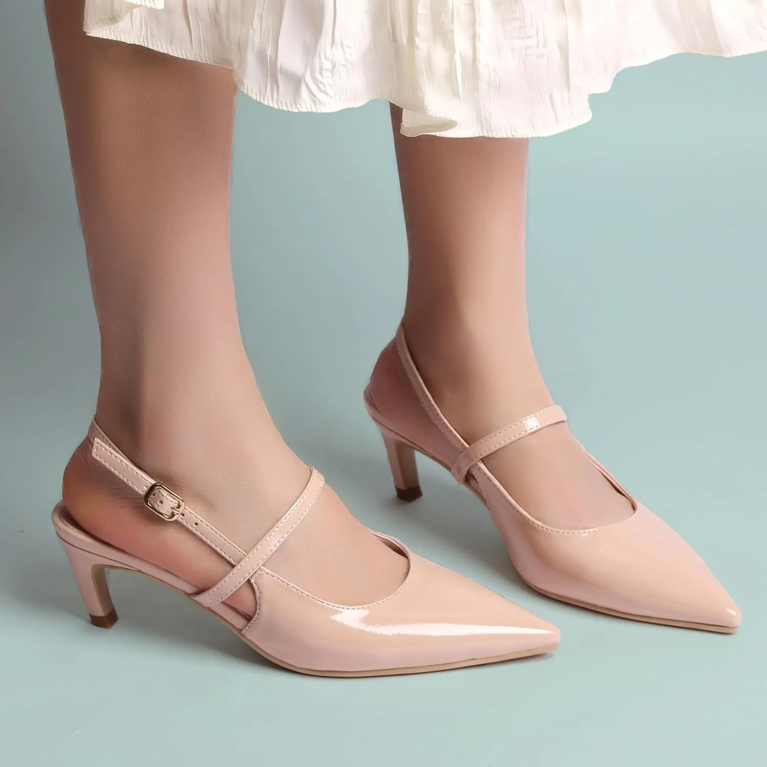 MEOTINA Slingback Heels for Women Kitten Heel Closed Pointed Toe Dressy Sandals Pumps for Wedding Party Casual Shoes