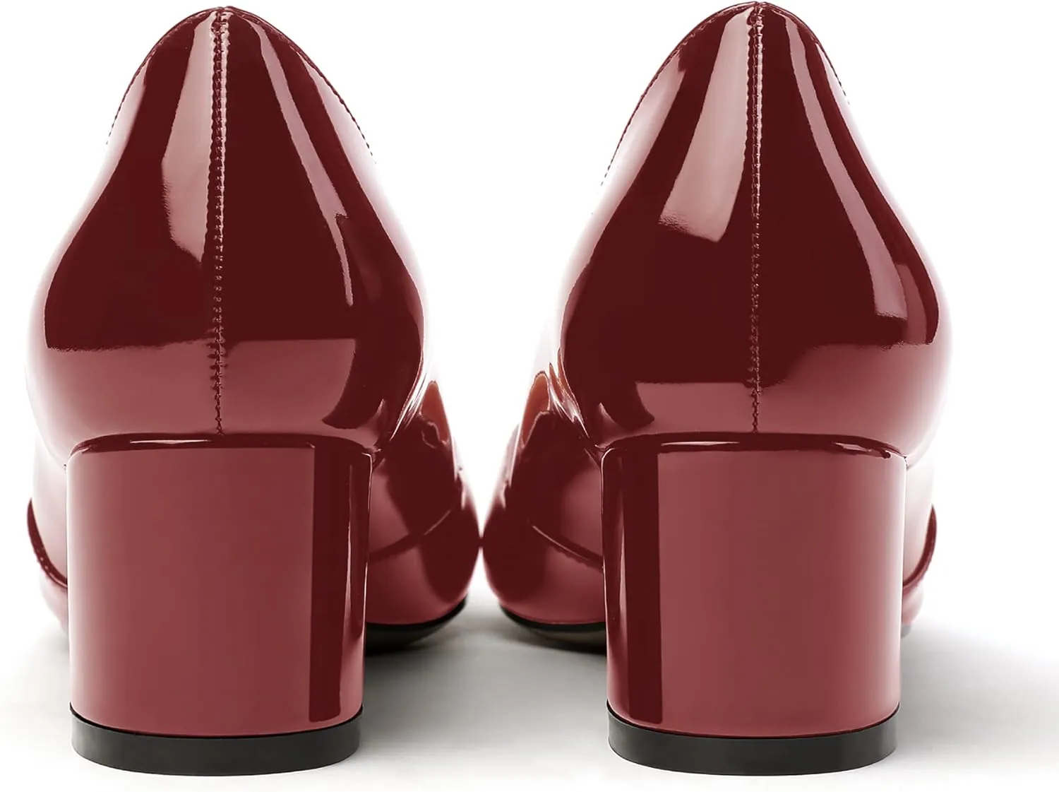 MODENCOCO Women's Block Round Toe Slip On Patent Chunky Low Heel Pumps Wedding Dress Shoes 2 Inch