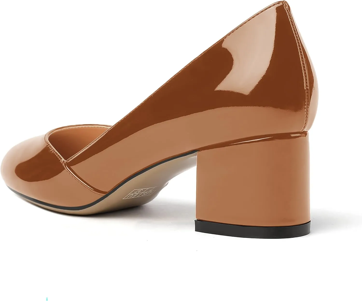 MODENCOCO Women's Block Round Toe Slip On Patent Chunky Low Heel Pumps Wedding Dress Shoes 2 Inch