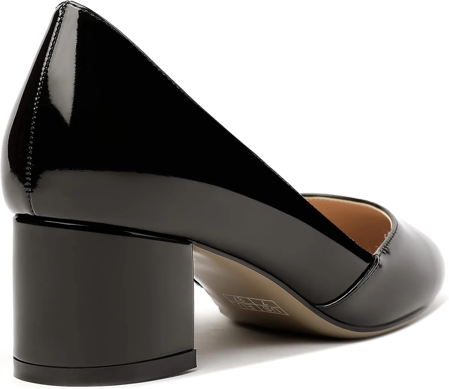 MODENCOCO Women's Block Round Toe Slip On Patent Chunky Low Heel Pumps Wedding Dress Shoes 2 Inch