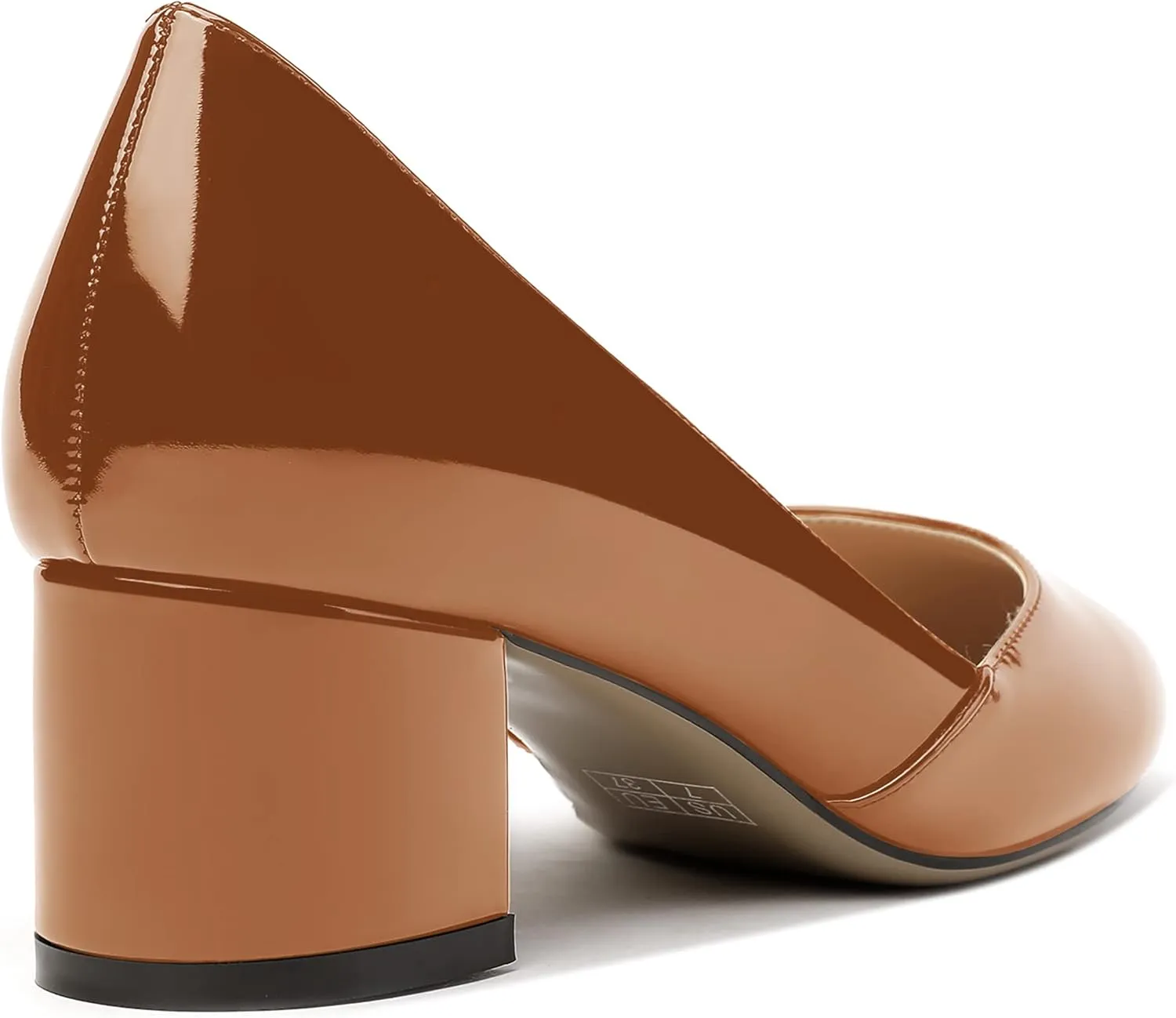 MODENCOCO Women's Block Round Toe Slip On Patent Chunky Low Heel Pumps Wedding Dress Shoes 2 Inch