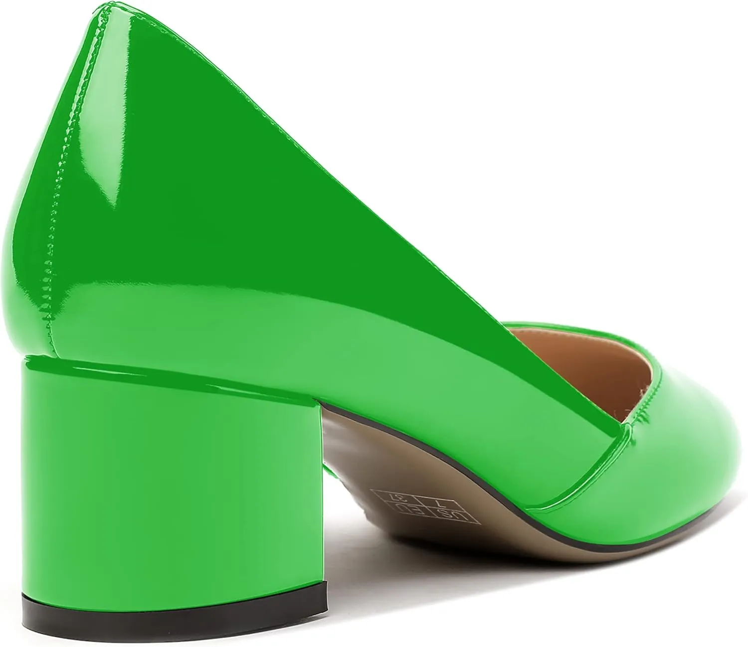 MODENCOCO Women's Block Round Toe Slip On Patent Chunky Low Heel Pumps Wedding Dress Shoes 2 Inch