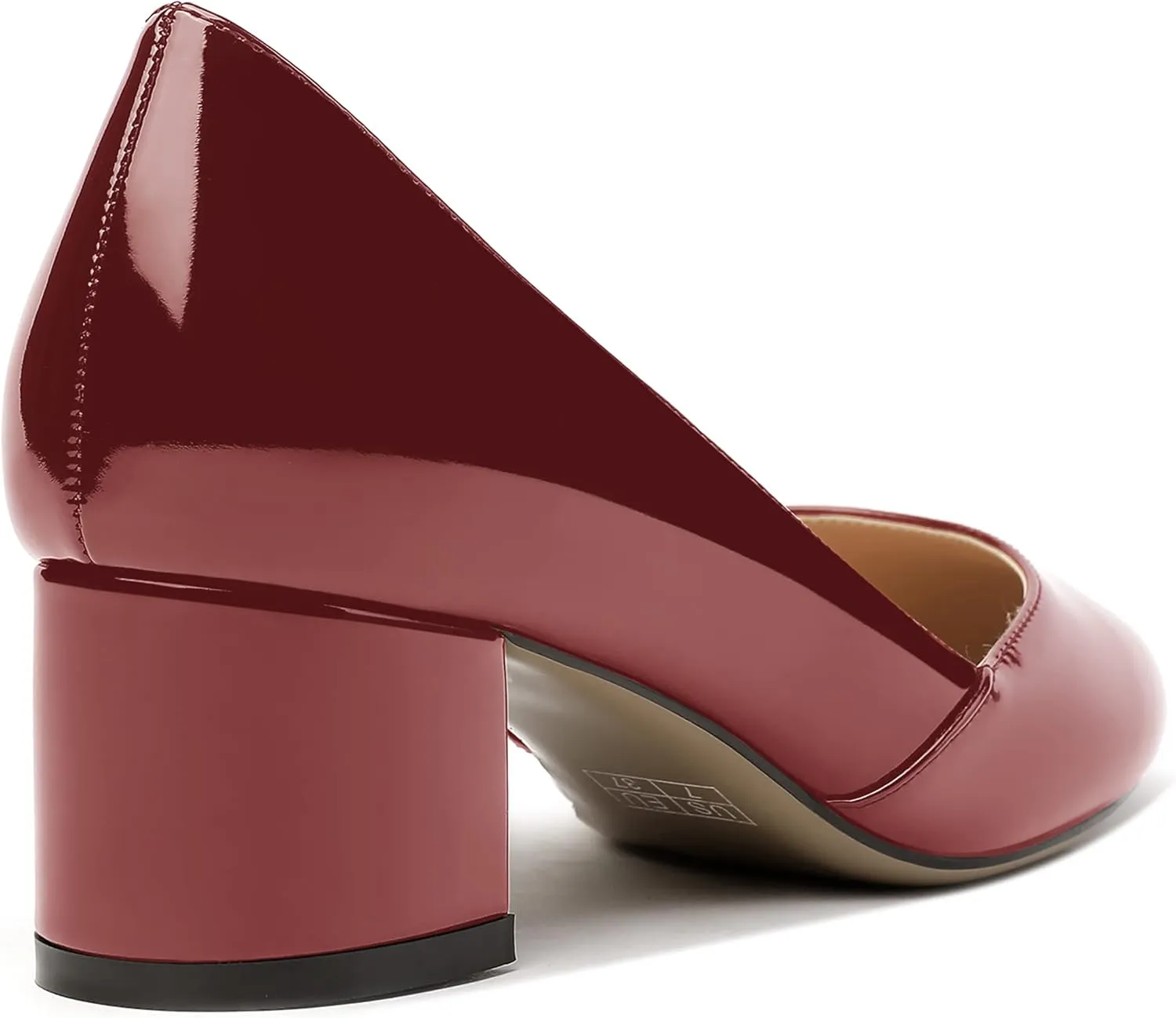 MODENCOCO Women's Block Round Toe Slip On Patent Chunky Low Heel Pumps Wedding Dress Shoes 2 Inch