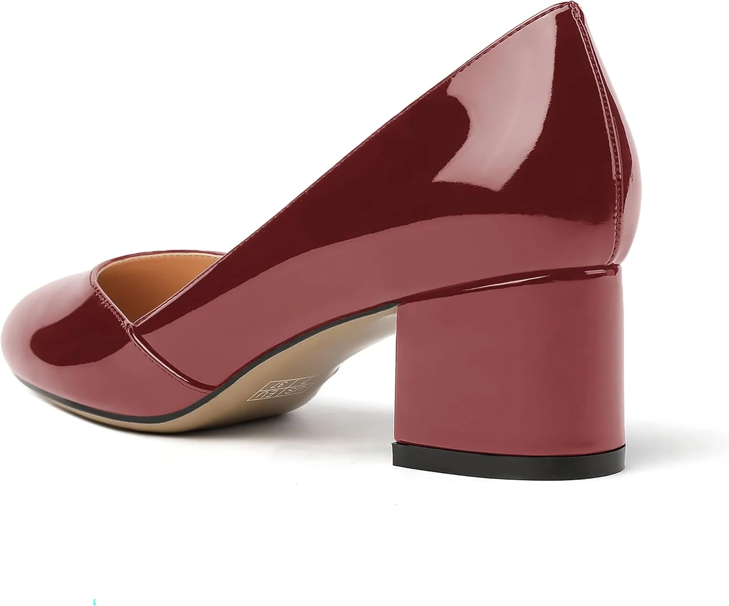 MODENCOCO Women's Block Round Toe Slip On Patent Chunky Low Heel Pumps Wedding Dress Shoes 2 Inch