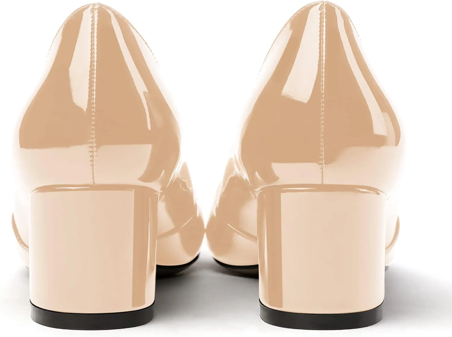 MODENCOCO Women's Block Round Toe Slip On Patent Chunky Low Heel Pumps Wedding Dress Shoes 2 Inch