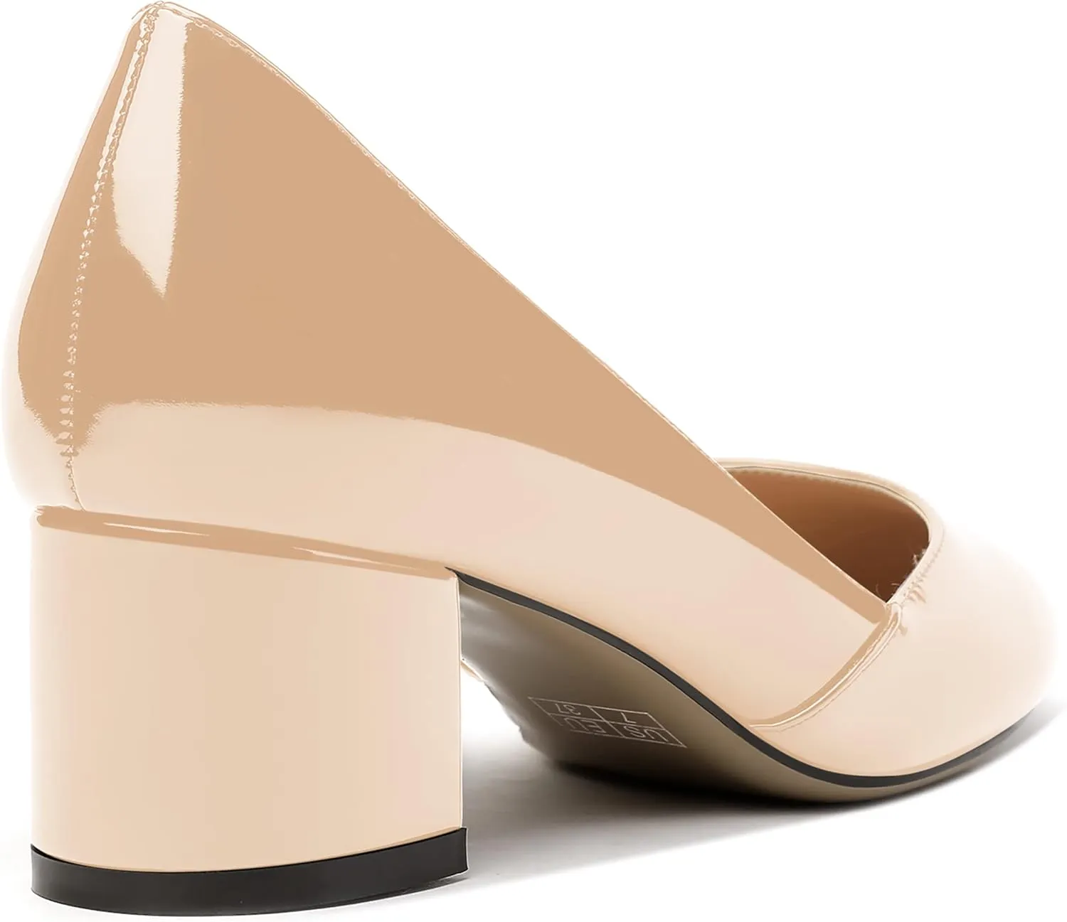 MODENCOCO Women's Block Round Toe Slip On Patent Chunky Low Heel Pumps Wedding Dress Shoes 2 Inch