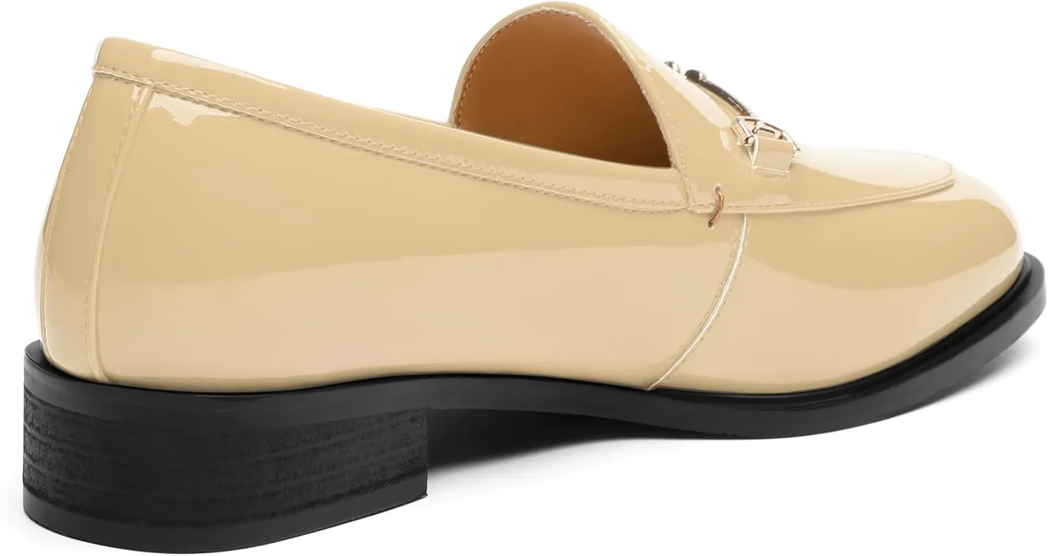 MODENCOCO Womens Loafers Shoes Platform Chunky Low Heel Penny Loafer Comfortable Patent Slip On Work Office Business Casual Fall Dress Shoes Size 12.5