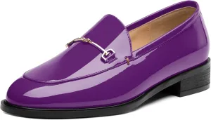 MODENCOCO Womens Loafers Shoes Platform Chunky Low Heel Penny Loafer Comfortable Patent Slip On Work Office Business Casual Fall Dress Shoes Size 12.5