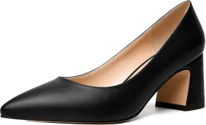 MODENCOCO Womens Office Slip On Comfortable Pointed Toe Casual Matte Chunky Low Heel Pumps Dress Shoes 2.5 Inch