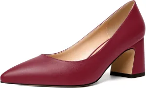 MODENCOCO Womens Office Slip On Comfortable Pointed Toe Casual Matte Chunky Low Heel Pumps Dress Shoes 2.5 Inch