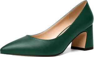 MODENCOCO Womens Office Slip On Comfortable Pointed Toe Casual Matte Chunky Low Heel Pumps Dress Shoes 2.5 Inch