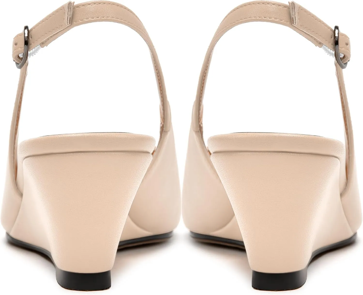 MODENCOCO Womens Slingback Comfortable Buckle Bridal Matte Dress Peep Toe Wedge Low Heel Pumps Shoes 2 Inch