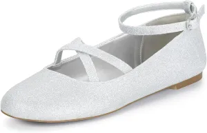 Mofri ShowHow Womens Mary Jane Flats Round Toe Mary Jane Shoes Ankle Strap Ballet Flats Shoes Wedding Casual Office Dress Shoes