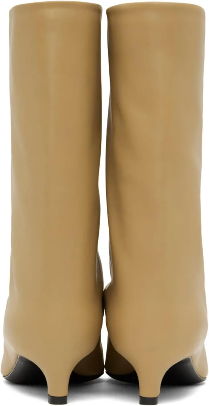 MOOMMO Women Kitten Heel Calf Boots Pointed Toe Pull On Wide Calf Boots Slouch Comfort 1.5 inch Low Heel Mid Calf Dress Boots Matte Short Boots Casual Party 4-11 M US
